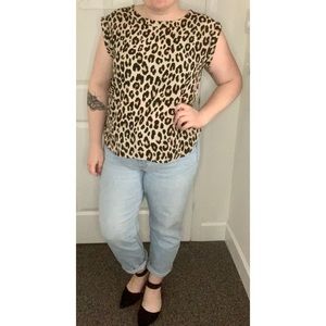Ann Taylor Leopard Print Blouse size L
